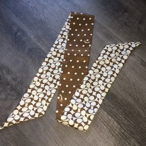 💯Auth COACH SILK scarf double print brown/ cream
